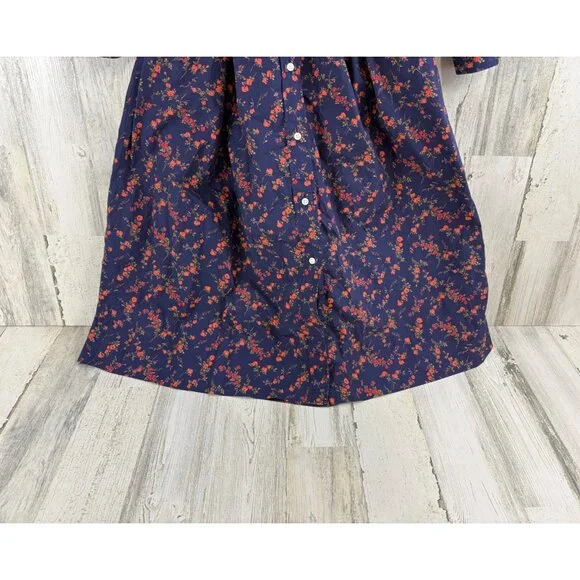 Ann Mashburn Sz XS Classic Shirtwaist Dress Liberty London Elizabeth Navy Floral - Picture 4 of 16
